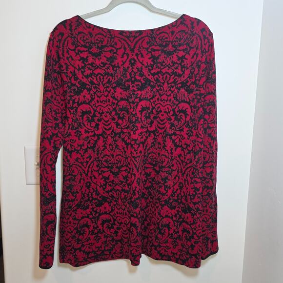 J. Jill Red Black Embellished Sparkle Pullover Sweater Top Womens Large Cotton - Picture 5 of 8